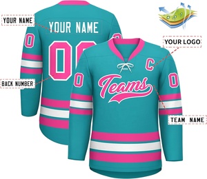 Camiseta de hockey sobre hielo personalizada cuello en V Unisex adulto sublimación impresa nombre del equipo personalizado número uniforme de entrenamiento 100% poliéster - Product Image 4