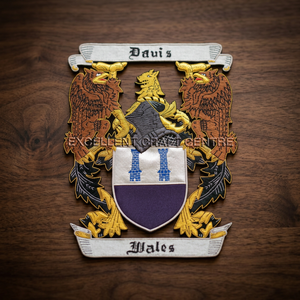Patch brodé imperméable avec le blason de la famille Davis, design héraldique du blason du Pays de Galles, pour homme adulte, vêtements décontractés - Product Image 2