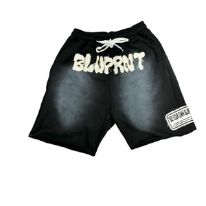 Pantalones cortos con parche de socorro para hombre personalizados 100% algodón Track Acid Wash Heavyweight 400gsm Cintura media Cierre de cordón High Street Style - Product Image 2