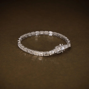 Pulsera de tenis de lujo con 25 diamantes cultivados en laboratorio de corte baguette para mujer, certificada por IGI, oro de 14K, elegante para bodas y fiestas. - Product Image 5