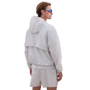 Translucent Windbreaker <b>Jacket</b> and Shorts Set for <b>Men</b> Lightweight Hooded <b>Jacket</b> with Elastic Waist Fashion Outdoor Set in <b>White</b> - Product Image 6