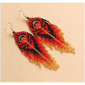 Boucles d'oreilles coréennes brodées, style bohème, avec pampilles, chaîne, bijoux raffinés, pour le quotidien, par MD HANDICRAFTS - Product Image 3