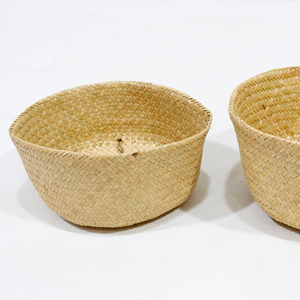 Cesta de Almacenamiento Tejida con Hojas de Palma, Diseño Nuevo, Maceta con Asas Dobles - Product Image 3