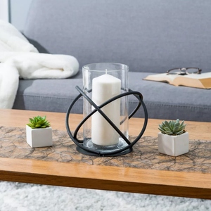 Porte-bougie design moderne en métal et verre, grand modèle, design orbit, support décoratif pour bougies. - Product Image 6