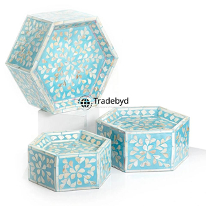 Soporte para Pastel Decorativo Hecho a Mano, Ecológico, de Forma Rectangular, con Incrustaciones de Hueso de Diseño, Calidad Premium, por Tradebyd - Product Image 2