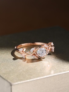 Bague en argent 925 avec moissanite, style texture rotin, unisexe, pour usage quotidien, mariage, fiançailles, anniversaire, fêtes – Idéale - Product Image 2