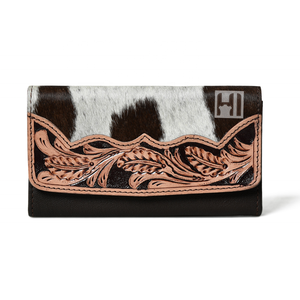Western Hair-On Cowhide Leather <b>Wallet</b> RFID Blocking Women's Clutch Purse - Product Image 1