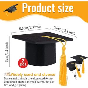 Set di 2 Mini Toghe Regolabili con Nappe Gialle, Accessori per Foto di Animali Domestici, Gatti e Cani - Product Image 2