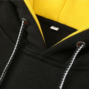 Men's Color Blocking Hooded Sweatshirt <b>Raglan</b> Sleeve Slim Fit Casual Autumn Wear Black Gray Yellow Hoodie - Product Image 5