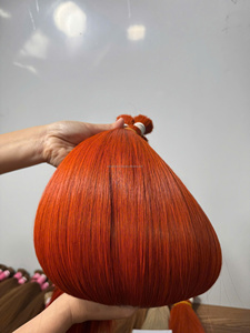 100% Unprocessed Virgin Remy Natural Loose Deep Wave Bulk <b>Braiding</b> Human Hair <b>Extensions</b> Machine Double Weft Red Color - Product Image 2