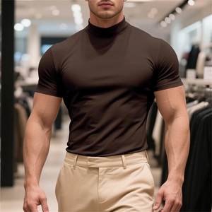 NEW Men's Elastic Casual Regular Fit Embroidered Blank Solid Color Short Sleeve T-Shirt Eco-Friendly <b>Polyester</b> Cotton <b>Tshirt</b> - Product Image 5