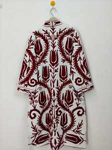 Chaqueta de Algodón Suzani para Mujer, Patrón Floral Bordado Tradicional, Abrigo Largo Uzbeko Vintage, Étnico, Transpirable, para Primavera/Verano - Product Image 6
