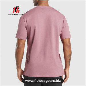 Camiseta de Manga Corta con Cuello Redondo Rosa Sólido para Hombre Just Fitness Gears, Corte Regular, 100% Algodón, Transpirable, Informal, Tejido de Punto - Product Image 2