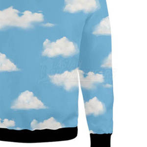 Sweat-shirt unisexe à col rond, imprimé nuages, en polyester tricoté, coupe classique, pour le printemps - Product Image 5