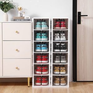 Organizzatore per Scarpe Impilabile a 6 Livelli in Plastica Bianca, Contenitori Pieghevoli per Sneaker, Scatole e Organizzatori per Armadio - Product Image 2