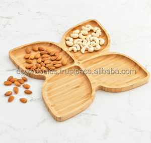 Flourish Hand-Carved Eco-Friendly Solid Wood Bamboo Coffee Table Tray <b>Single</b>-Tier for Hotels Restaurants Beverage Tableware - Product Image 6