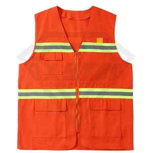 Chaleco de Seguridad Naranja de Alta Visibilidad con Tiras Reflectantes, Ropa de Trabajo para la Construcción, Múltiples Bolsillos, Equipo de Protección, Fabricante Mayorista - Product Image 1