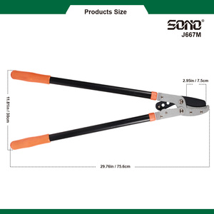 SONO J667M Industrial DIY Heavy Duty High Branch Bypass Pruning Shears <b>PTFE</b> Coated Carbon Steel Blades Aluminum/PVC - Product Image 4