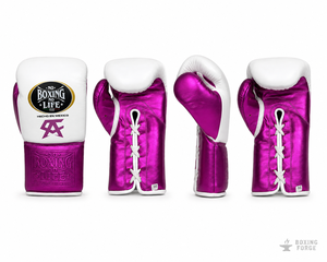 No Boxing No Life <b>Purple</b> <b>Cow</b> Hide Leather Training Boxing Gloves 8oz-12oz Laced Wrist Custom Logo for Everyone - Product Image 2