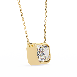 จี้เพชรทรงเหลี่ยมมรกตแบบฝังขอบทองคำขาว 14K สร้อยคอจี้เพชรเลี้ยงในห้องปฏิบัติการ เครื่องประดับมินิมอล ของขวัญสุดหรูสำหรับผู้หญิง - Product Image 4