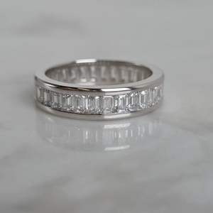 Bague de mariage en argent S925 plaqué rhodium avec diamant carré princesse incrusté, certifiée, tendance, pour homme et femme, idéale comme cadeau - Product Image 1