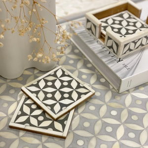 Sous-verre de luxe en os incrusté avec motifs géométriques, artisanat à prix abordable, très demandé - Product Image 1