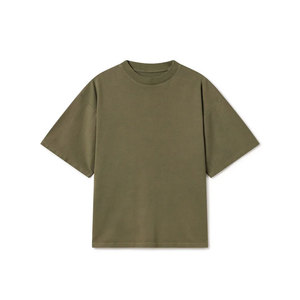 เสื้อยืดคอกลมทรงปกติสำหรับผู้ชาย ผ้าฝ้ายเนื้อหนัก 100% ทรงหลวมไหล่ตก สไตล์ไฮสตรีท ผ้าหวีอย่างดี ด้านหน้าเรียบ - Product Image 1
