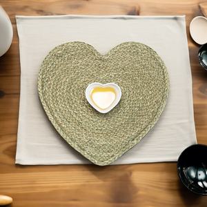 Hot Sale Handwoven Seagrass <b>Placemat</b> Heart Design 5mm Thick Eco-Friendly Carton Packed Rustic Table Setting Wholesale Vietnam - Product Image 1
