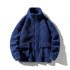 Veste en polaire Teddy bleu marine personnalisée pour homme, fermeture éclair intégrale, coupe décontractée, chaude, streetwear d'hiver, fabricant de vestes en polaire Sherpa unisexe - Product Image 1