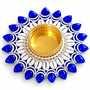 Peacock Diwali Decoration Diya Set of 9 with Kundan Stones & Shell <b>Work</b> Table Decor, Pooja Decor & Festive Gifting for <b>Home</b> <b>Gift</b> - Product Image 2