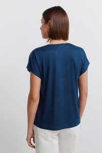 High Quality Oversized <b>Batwing</b> Sleeve T-Shirt Solid Blue Cotton Jersey O-Neck Short Sleeve Women's Casual <b>Top</b> Summer Wear Tees - Product Image 2