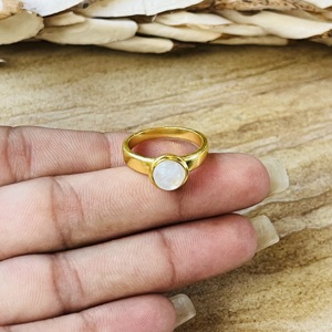 Trendy wholesale Moonstone Brass <b>Ring</b> 18k Gold Plated <b>Statement</b> Bohemian Vintage <b>Ring</b> Handmade <b>Ring</b> For Women Solitaire <b>Ring</b> - Product Image 2
