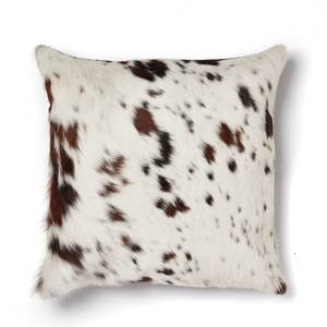 Square Cowhide Pillow 24x24in White with Brown Spots Fur Home Decor - Product Image 4