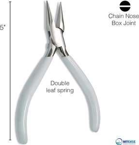 Alicates de punta de cadena de acero inoxidable con mango de PVC blanco pulido y doble resorte, herramienta para hacer joyas, serie 300 - Product Image 3