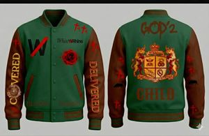 Chaqueta Varsity con mangas de cuero PU y bordado directo - Product Image 2