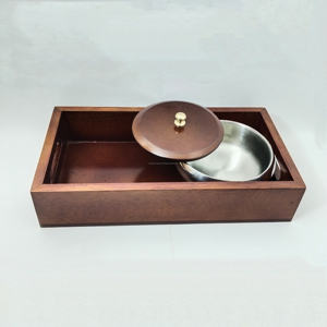 ถาดไม้มีฝาปิดที่ถอดออกได้หรูหราโถเก็บชามตกแต่งอเนกประสงค์ดีไซน์หรูหราสำหรับห้องนั่งเล่นโต๊ะรับประทานอาหารสำนักงาน - Product Image 1