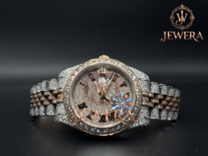 Men's Luxury Stainless Steel Analog Glass Dial Hip Hop Watch Custom Jewelry for Daily Wear Weddings and Special Events - Product Image 1