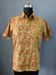 Chemise décontractée à manches courtes pour homme, imprimé floral, col rabattu, tissu popeline 100% coton, séchage rapide et écologique, vêtements d'été - Product Image 6