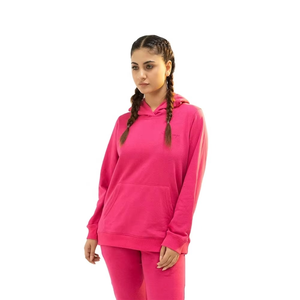 Women Pink Full Sleeve Cotton Fleece <b>Tracksuit</b> Set Hoodie and Jogger Pants Warm Two Piece Winter Streetwear Outfit - Product Image 1