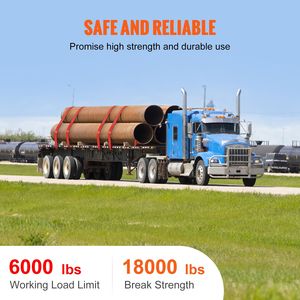 Cinghie per verricello 4 pollici x 30 piedi, capacità di carico 6000 libbre, resistenza alla rottura 18000 libbre, gancio piatto, cinghie per camion per il controllo del carico, accessori - Product Image 4