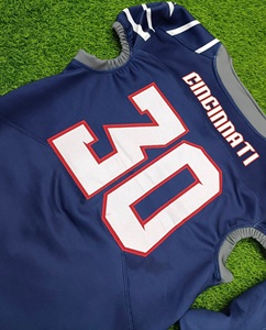 Conjunto de Uniforme de Fútbol Americano Juvenil 2026, Color Azul Marino y Blanco, Cuello en V, Sin Mangas, con Pantalones Blancos, Impresión Sublimada, Logotipo Familiar - Product Image 6