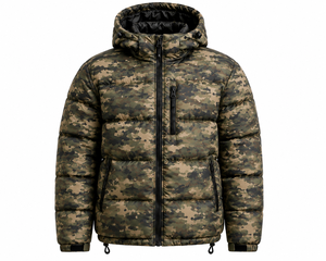 Custom <b>Men's</b> Camo Puffer <b>Jacket</b> Hooded Quilted Winter Outdoor <b>Jacket</b> Full Zip Insulated <b>Warm</b> Coat Streetwear Wholesale Apparel - Product Image 2