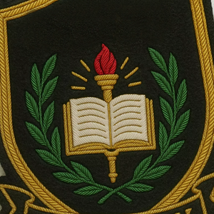 Insignias Bordadas a Mano Personalizadas, Ecológicas y Libres de Níquel, con Hilo Dorado para Escuelas, Universidades, Blazers y Uniformes - Product Image 6