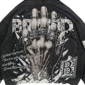 Sweat à capuche délavé vintage pour hommes 100% coton Sun Fade No String Pullover DTG Print Acid Wash Styles personnalisables pour l'hiver - Product Image 5