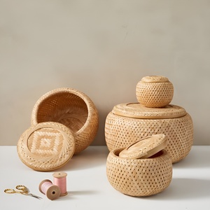 Cajas de almacenamiento de bambú con tapa y asa, contenedor pequeño para mesa, caja de embalaje de alimentos hecha a medida. - Product Image 6