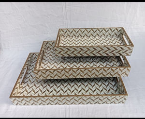 Ensemble de plateaux de petit-déjeuner en bois de petite taille, design moderne, haute qualité, multi-pièces, plateaux de service en bambou pour la restauration et les fêtes - Product Image 2