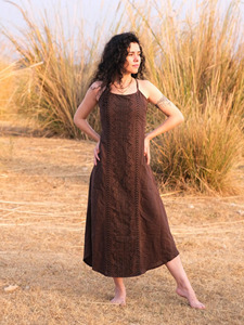 Women Hand-Block Printed Cotton Maxi <b>Dress</b> Premium Breathable Natural Cotton Fabric Sleeveless Ankle-Length <b>Dress</b> - Product Image 3