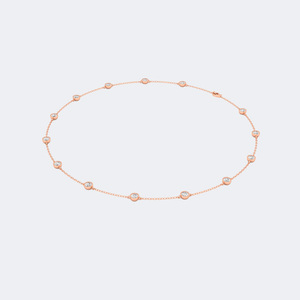 Collier station en or plaqué avec diamants ronds cultivés en laboratoire 4,80 carats, sertis clos, bijoux de luxe pour femme - Product Image 6