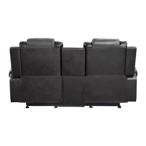 Moderno lusso doppio aliante reclinabile Loveseat Console centrale formale soggiorno mobili Premium in finta pelle tappezzeria - Product Image 5