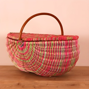 ตะกร้าปิกนิกหวายสีชมพูใส่โลโก้ได้ตามต้องการ - Product Image 2